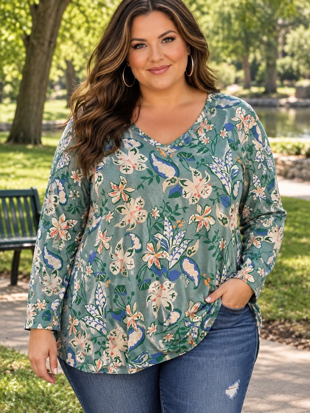 Chico's Floral Long Sleeve Top